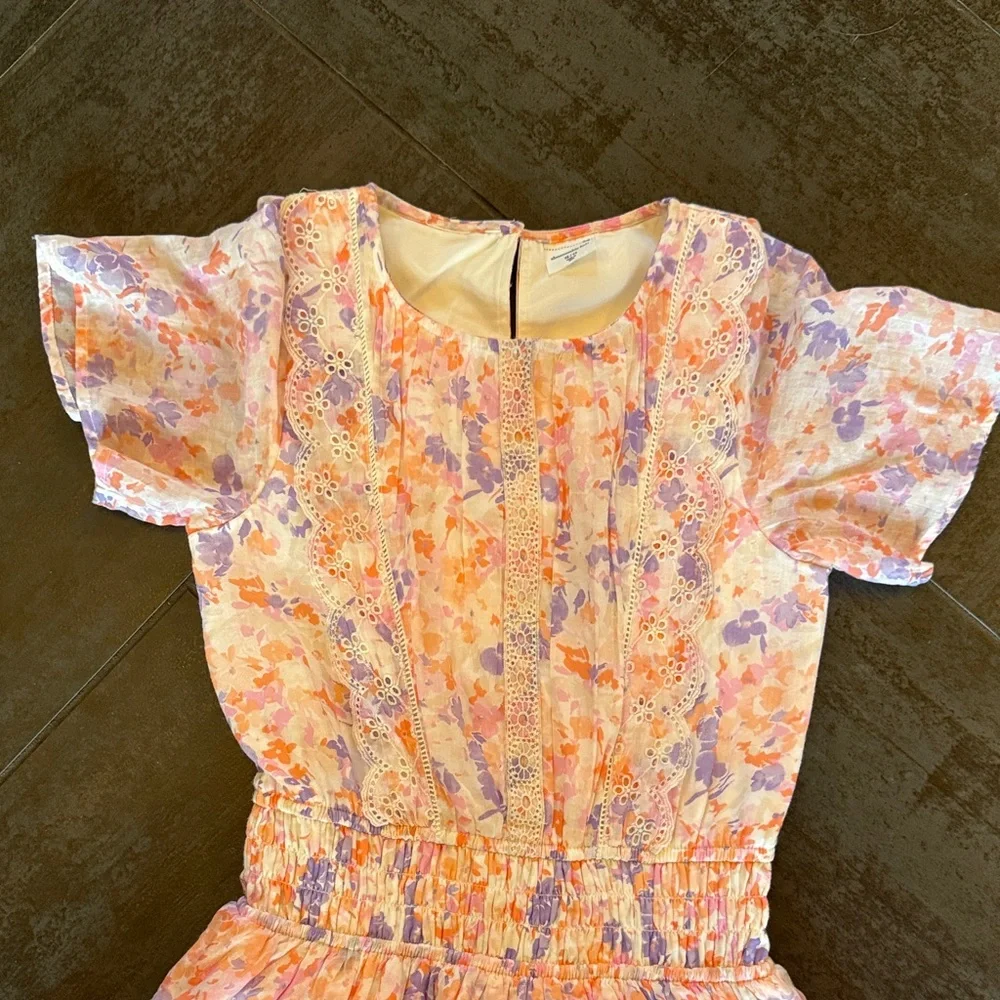 Abercrombie kids Girls Pink & Lavender Short Sleeve floral dress size 14 large